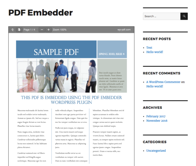 Exemple d'intégration de PDF